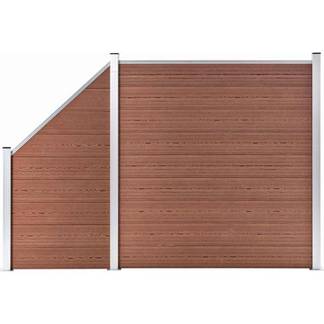 Set de valla 1 cuadrada + 1 oblicua WPC marrón 273x186 cm (1/5)