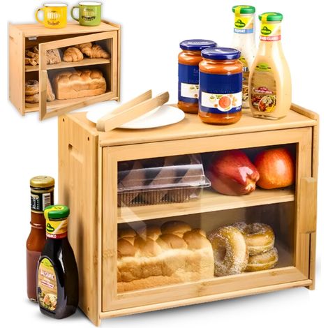 Caja de pan de bambú, contenedor de especias, estante para armario de cocina, tabla (1/5)