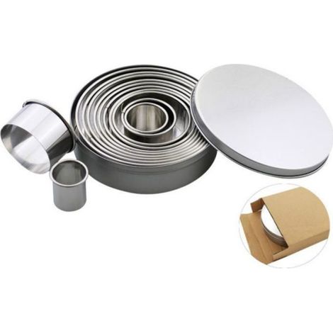 12 Emporte-pièces, Acier inoxydable, Diamètres 1 à 4,4 pouces, Résistant rouille, Lave-vaisselle, Pâtisserie (1/4)