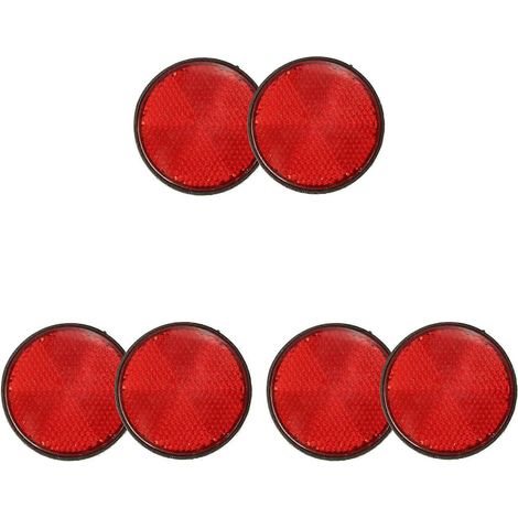 Lot de 6 réflecteurs ronds rouges universels pour moto et quad (5,6 x 0,8 cm). (1/4)