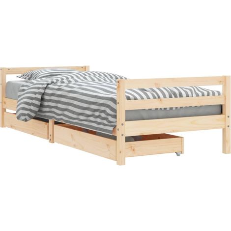 Lit Enfant Contemporain - Cadre de lit et tiroirs 90x190 cm bois de pin massif fr30606 (1/5)