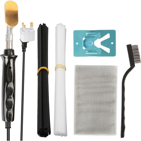 Kit de Fer à Souder 50W, Pistolet à Souder Plastique avec 40 Tiges, 1 Grille, Brosse Métallique, Support pour Voiture - Prise UK