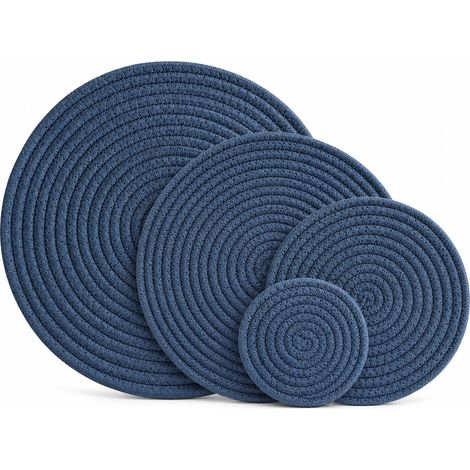 dessous-de-plat isolant bleu 24 cm en coton pour la maison