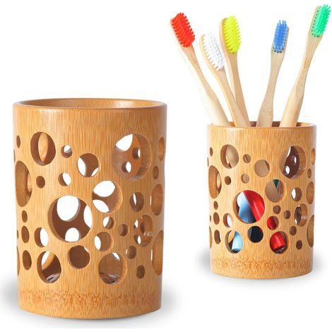Porte-brosse à dents en bambou, porte-brosse à dents pour salles de bains, accessoires de brosse à dents en bois de bambou pour brosses à dents, pinceaux de maquillage et crayons