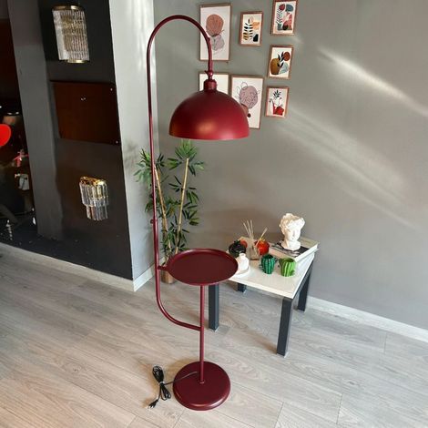 Lampadaire Gorkiede Métal Moderne E27 Largeur 37 cm Abat-jour Réglable Tablette Variateur