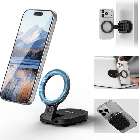 MA39 Support magnétique pour téléphone Portable pour Salle de Gym, Support de Fixation à Ventouse en Silicone réglable à 360° (1/5)