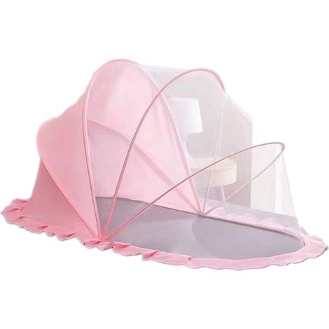 Moustiquaires pour Lit de Bébé Portables Anti-Insectes Pliables pour Été - Filets à Moustiques Haute Densité pour Enfants - Tente pour Nouveau-nés et Bébés en Voyage,rose (1/5)