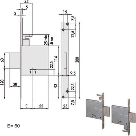 Serrure d'insertion en fer 57020-60-0 Cisa