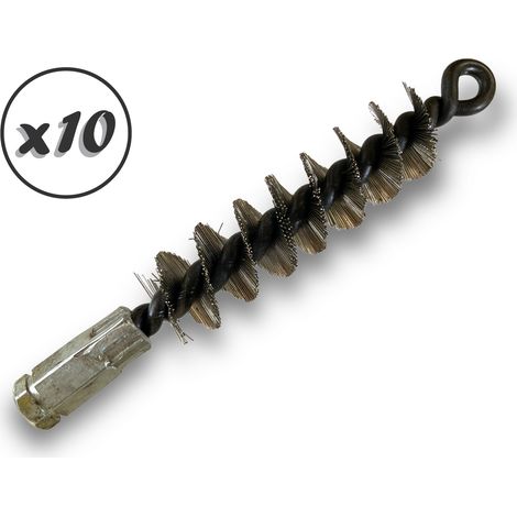 Lot de 10 Brosses à tube PRO INOX Ø 30 mm  Raccord M12175 femelle  Ame en acier torsadé  Nettoyage brossage tube et canalisation  Kibros 41SCI30x10