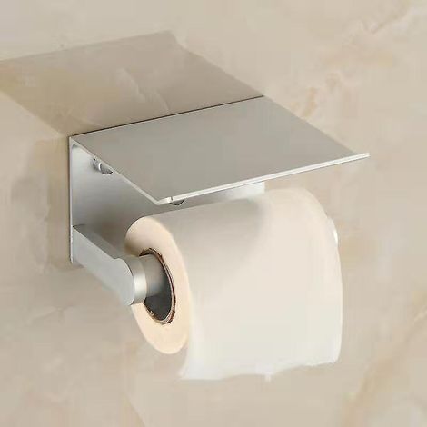 Porte-papier toilette mural et support de rangement pour téléphone portable en aluminium spatial - Blanc (1/3)