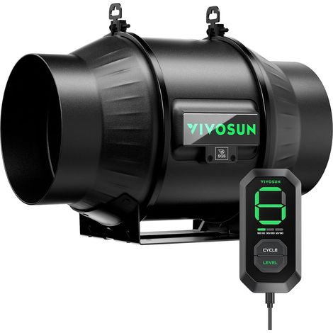 Ventilateur Conduit 150mm 693 m³/h Ventilateur en Ligne Extraction E12 Régulateur Vitesse PWM Programmables Tentes Culture Ventilation Croissance Hydroponique Intérieur (1/5)