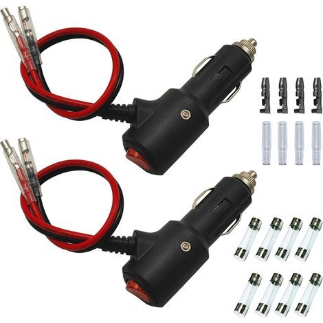 2 Pièces Prise Allume Cigare, Voiture Allume Cigare Socket Mâle, DC 12V 24V Adaptateur Mâle pour Allume-Cigare avec Câble D'alimentation 14AWG 27CM, avec Interrupteur (1/5)