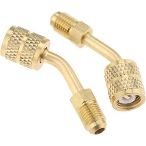 Adaptateur R410a 5/16 femelle, 1/4 mâle SAE pivotant pour systèmes mini-split, climatisation, CVC et réfrigération avec éjecteur coudé à 45°, lot de 2 (1/4)