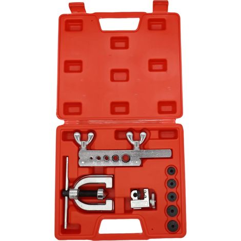 Boîte à outils pour élargisseur de bride à 5 trous, élargisseur de tube en cuivre pour câble de frein, élargisseur de tête d'évasement pour tube de frein et outil d'évasement.