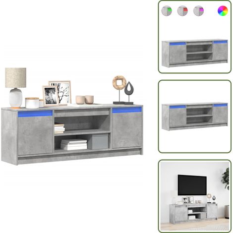 vidaXL TV-Schrank mit LED-Beleuchtung Betongrau 139,5x34x50 cm (1/5)
