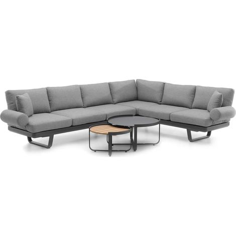 Divano angolare multifunzionale da giardino Orlando 207x207x71 Zumm alluminio antracite Homms (1/5)