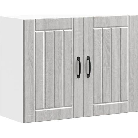 Armoire murale de cuisine grande capacité design pratique 80 x 31 x 60 cm en bois d'ingénierie sonoma gris (1/5)