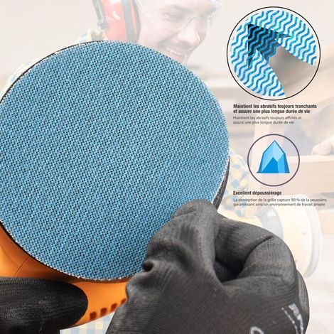 40 Pièces Disques Abrasifs 125mm Grain 220 Papier à Poncer en Filet Céramique, Fixation Autoagrippante Disque à Poncer Papier de Verre pour Ponceuse Orbitale, Ponçage Sans Poussière Bois Métal Mur (1/4)