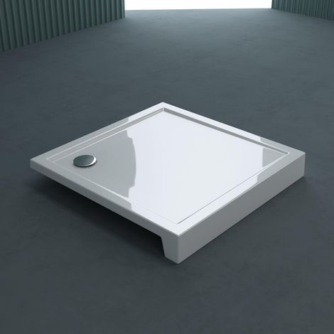doporro Plato de ducha Faro1H 100x100x14cm acrílico en blanco cuadrado incl. válvula de desagüe AL01 Conexiones DIN fácil montaje (1/5)