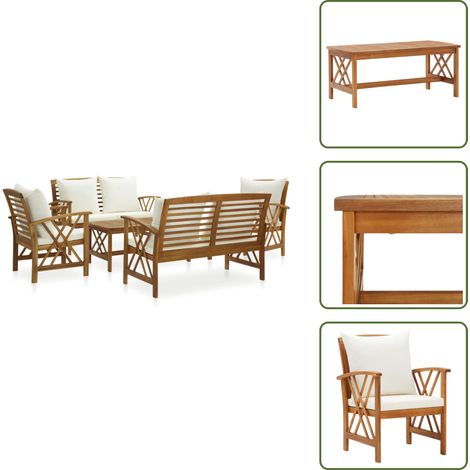 Muebles de jardín vintage - vidaXL Muebles de jardín 5 piezas con cojines madera maciza de acacia - Muebles de jardín con cojines