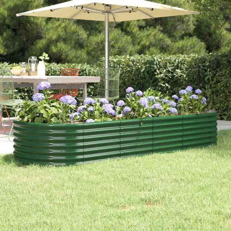 Lit surélevé de jardin-Jardinière surélevée-Bac de jardin surélevé Acier galvanisé 224x80x36 cm Vert (1/5)