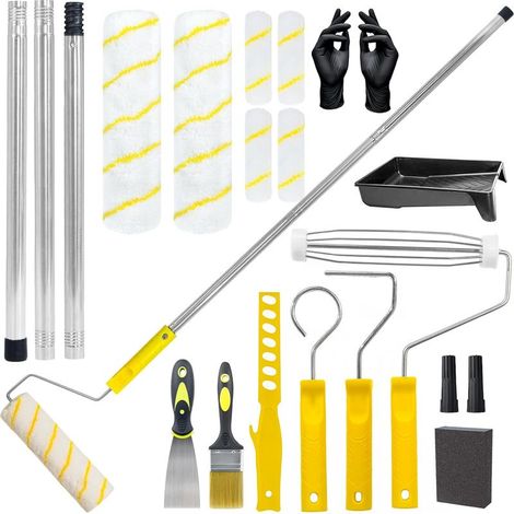 Lot de 14 rouleaux de peinture et plateaux extensibles pour peinture décorative, avec pinceau en microfibre, outils de peinture pour murs, plafond, portes, garnitures (1/5)