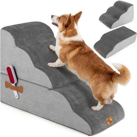 Accès facilité escalier pour chien en mousse, base antidérapante et housse lavable, pour animaux âgés ou petits (1/5)