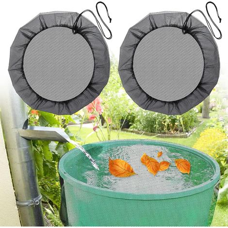 2 x Rain Tanks, Diameter 60 cm, Rain Barrel Cover with Drawstring, Adjustable Protective Net, Protection Against Leaves, Mosquitoes (1/5)