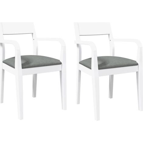 Maison Exclusive - Sedie da Pranzo con Cuscini 2 pz Bianco Legno Massello di Hevea (1/5)