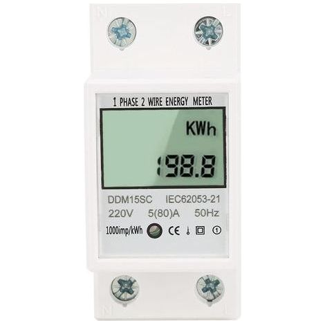 Compteur d'énergie monophasé à affichage numérique LCD 5-80A 220V 50Hz KWh compteur de consommation d'énergie DDM15SC (1/5)