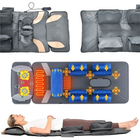 Tapis de massage vibrant pour le dos, à utiliser sur un matelas ou une chaise, 170 x 60 cm, gris (1/5)