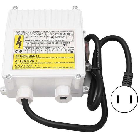 Steuerkasten für Tiefbrunnenpumpen (Haushaltsausführung, 3,0 PS, Tauchpumpe), Schalter, Steuerung (2,2 kW, 70 µF, 20 A), US-Stecker, 110 V