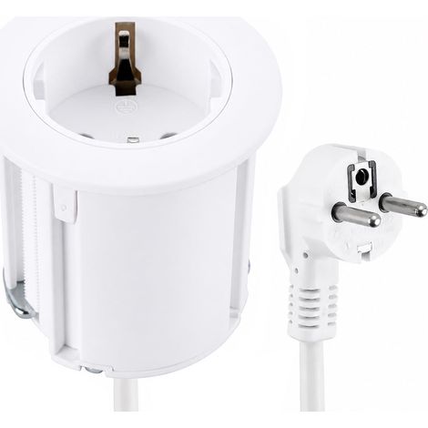 Multiprise 62656 - Base Multiple avec œillet de Bureau - Prise de Table - Câble 2 m - D 54 mm + équipé d'un Adaptateur pour Trou Standard de 60 mm (1/5)