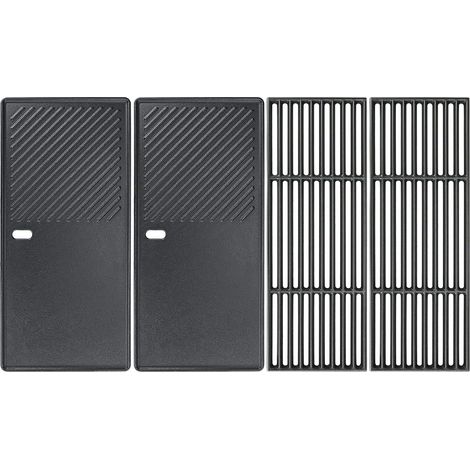 20,3 x 43cm Plaque et grille en fonte émaillée pour grils à gaz, Poêle à griller avec poignée Easy Grip pour feu ouvert (1/5)