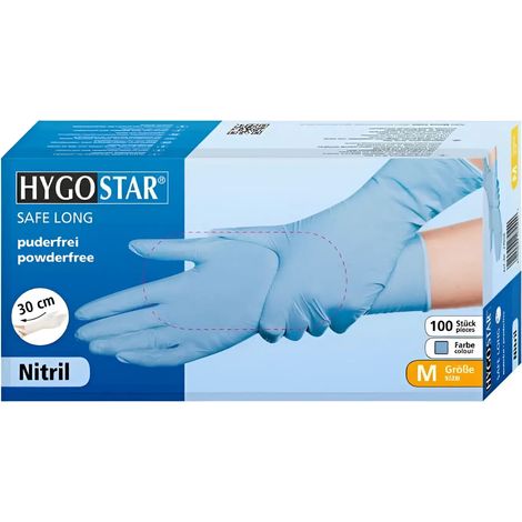 FRANZ MENSCH HYGOSTAR SAFE LONG PUDERFREIE NITRILHANDSCHUHE S BLAU XL 30 CM WL49068 (1/3)