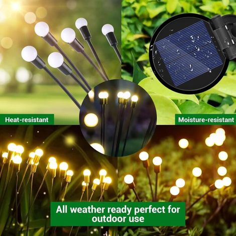 4 Pièces Lampe Solaire Exterieur Jardin,8 LED Lumiere Solaire Exterieur Firefly Décorative,IP65 Etanche Luciole Solaire Exterieur Jardin pour Allée, Terrasse, Patio, Passerelle, Balcon, Deco [Classe é (1/4)
