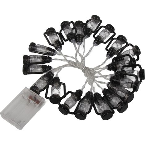 Guirlande lumineuse LED noire style rétro, étanche, à économie d'énergie, en plastique, mini lampe à pétrole pour le camping, blanc chaud, 3 m, 20 LED avec effet clignotant (1/5)
