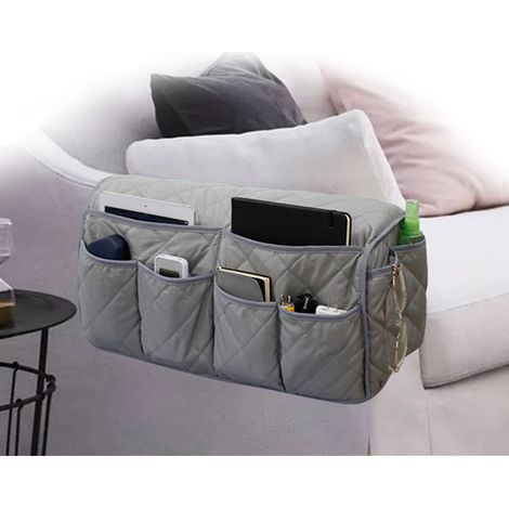 Organisateur suspendu pour accoudoir de canapé, sac de rangement pour accoudoir de canapé, organisateur pour télécommande TV gris (1/5)