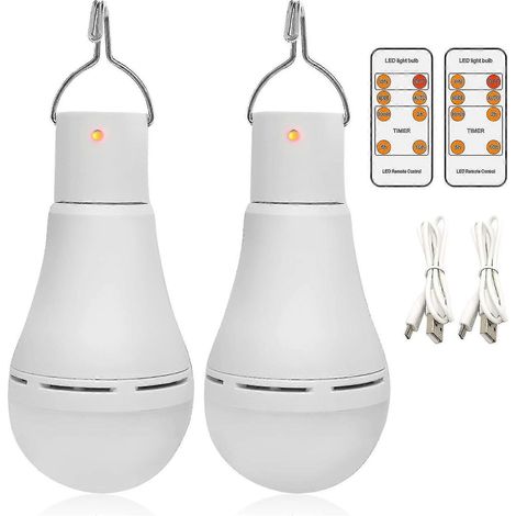 Lampe LED rechargeable USB, lampe de camping portable Afoskce avec télécommande et minuterie, 5 modes d'éclairage, crochet, ampoules intelligentes 1500 mAh-AquaForge (1/3)