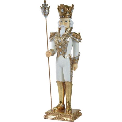 Statuetta decorativa "Soldatino schiaccianoci" natalizio oro e bianco h 178 cm (1/2)