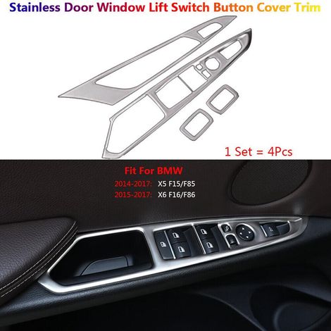 Couvre-interrupteur de lève-vitre électrique en acier inoxydable pour BMW X5 F15 X6 F16, habillage intérieur de porte (1/5)