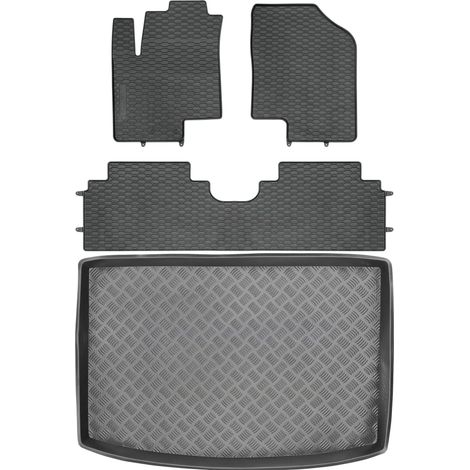 Set di tappetini in gomma per auto e tappetino per bagagliaio per Hyundai ix20 Minivan dal 2010 al 2018.