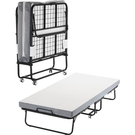 VEVOR Letto Pieghevole con Materasso 980 x 1900 x 100 mm, Letto Singolo con Robusta Struttura in Metallo e Materasso in Memory Foam, Letto Pieghevole Portatile con Materasso per Adulti, Ospite
