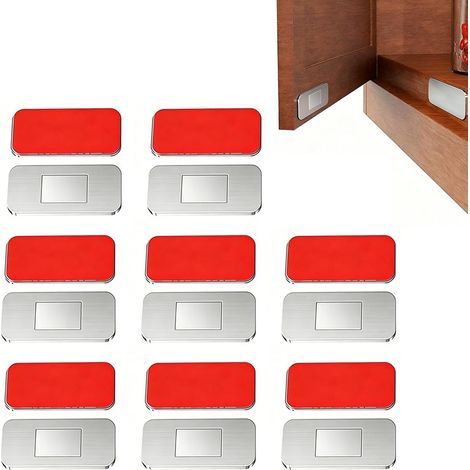 Lot de 8 Aimant Porte Aimant Placard Aimant pour Porte de Placard Ultra Mince 3mm Loquets Magnétiques Adhésifs Sans Perçage Fermeture pour Armoire (1/3)