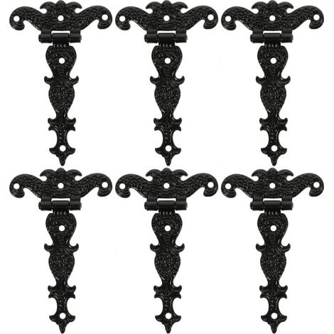 Lot 6 charnières rétro alliage zinc pour portail, clôture bois, portes. Fixation stable pour bricolage. Robustes. (1/5)