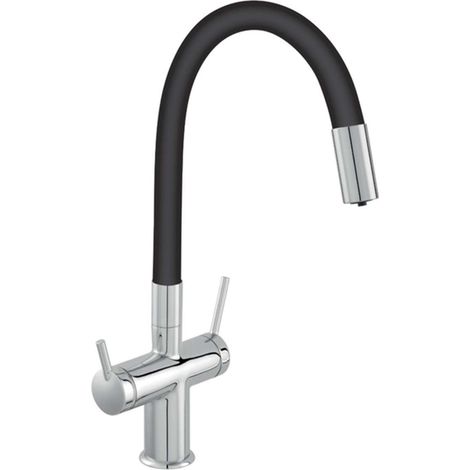 Novaservis Ferro Filtrata - Spültischarmatur mit Filterfunktion und flexiblem Arm, schwarz/chrom BFT41B (1/3)