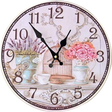 Horloge Murale Vintage Style Cage à Oiseaux en Bambou et Bois, Mouvement à Quartz Précis, Facile à Accrocher, pour Salon et Bureau Décor Shabby Chic (1/5)