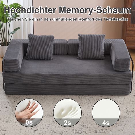 Klappbares Schlafsofa aus grauem Cord, 3-in-1-Multifunktions-Klapp-Gästebett, kein Zusammenbau erforderliches Sofa, bequemes Schlafsofa