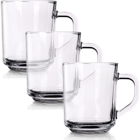 Lot de trois verres avec anses - verre epais passe au micro ondes (1/5)