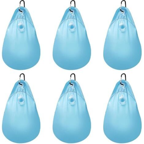 RHG Lot de 6 sacs à eau pour bâche de piscine avec crochets, Sacs D'Eau Lourds pour Couverture de Piscine, en PVC, anti-fuite, sac à suspendre, à remplir, poids pour bâche de piscine d'hiver (1/5)